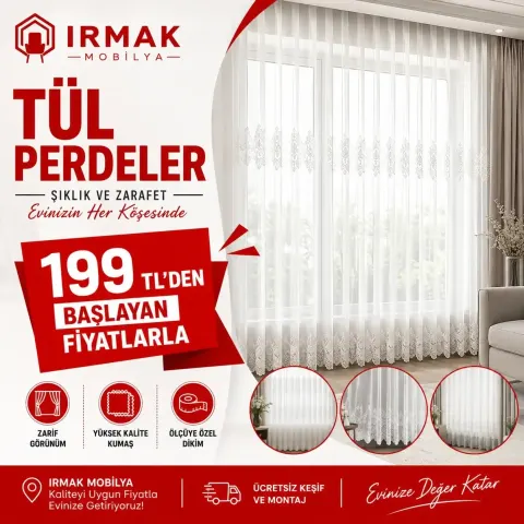 Tül Perdeler 199 TL'den Başlayan Fiyatlarla