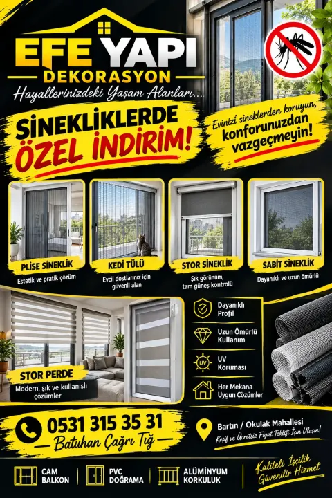 Tüm Sineklik Modelleri %10 İndirim
